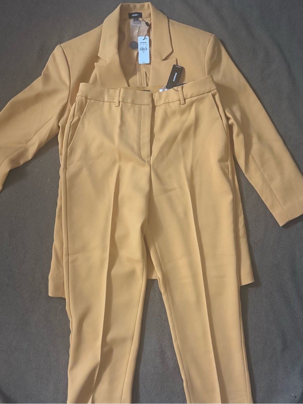 Express Mustard Yellow Tailored Blazer and High-Rise Trousers and Skirt